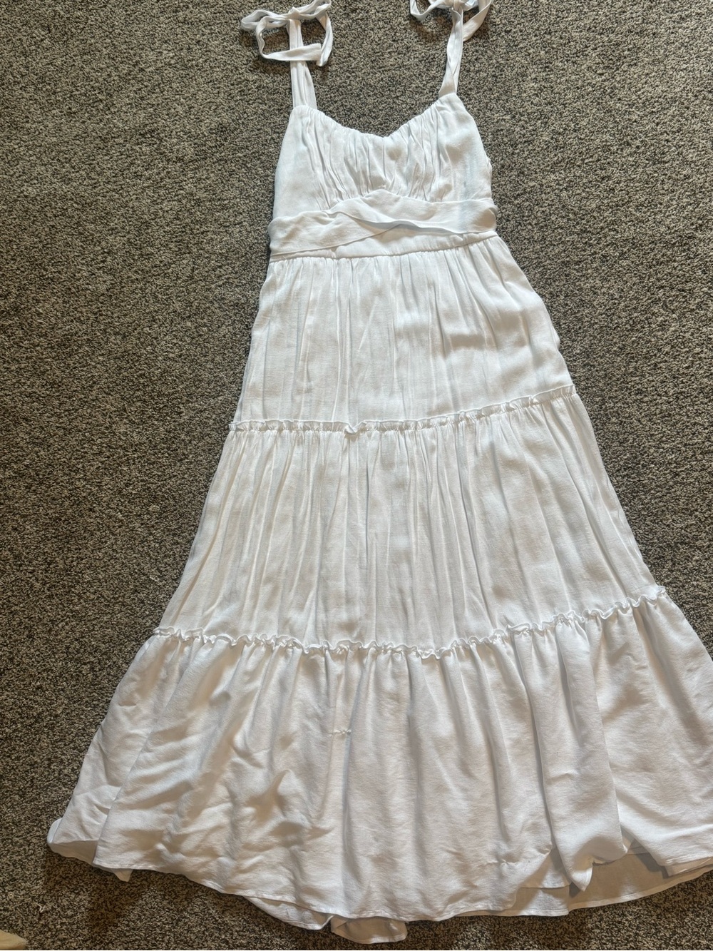 Altar'd State White Tiered Spaghetti-strap Midi Dress